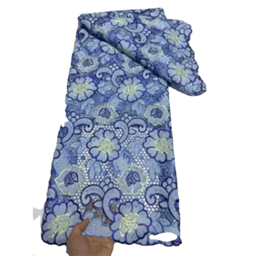 Laser style with positioning color diamond Water Soluble Fabric Textile Guipure Cord Lace Fabric