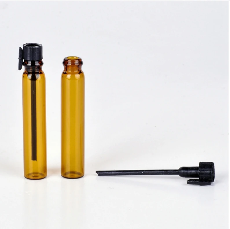 1ml 2ml Mini Refillable Portable Amber Glass Sample Test Bottle for essential oil
