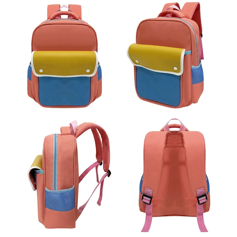 Shipping Service Hot Selling Customized Printing logo Black 600D Polyester Children School Backpack with Front Pocket