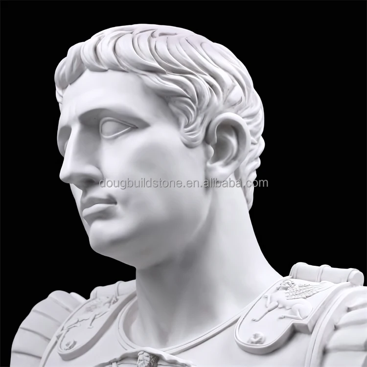 Классическая каменная статуя Julius Augustus Caesar из белого мрамора