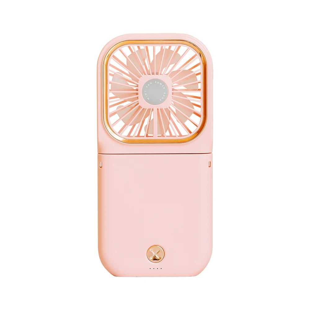 Folding Portable Mini Usb Fan Rechargeable Cooling Hands-free Hanging Neck Band power bank Fan with holder for Outdoor Traveling
