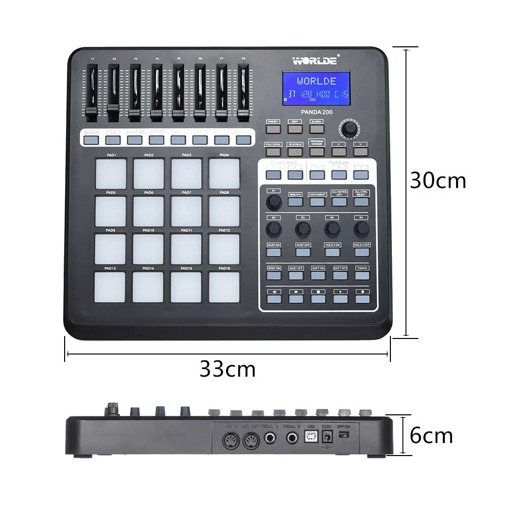 Портативный USB MIDI-контроллер PANDA200 16 барабанных колодок с