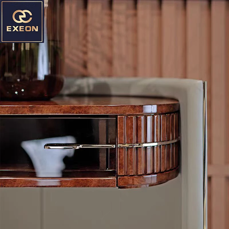 Modern Light Luxury Solid Wood Curved Table Luxury Furniture Living Room Access To The Wall Drawer Console Table