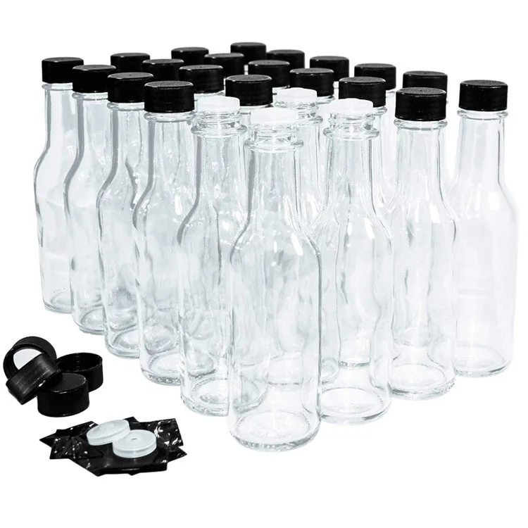Clear 90ml 150ml  5oz Woozy Bottles Glass Hot Sauce Tomato Soy Sauce Bottles Vinegar Oil Bottle Cooking with Plastic Lid
