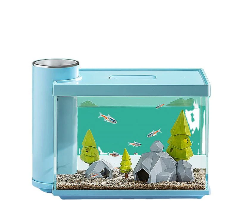 Hot selling new aquarium full set of small multi color desktop self circulating mini frp fish tank