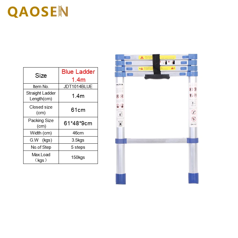 Easy Store 1.4m Blue Telescopic Ladder New Climbing Tool Stand Ladders