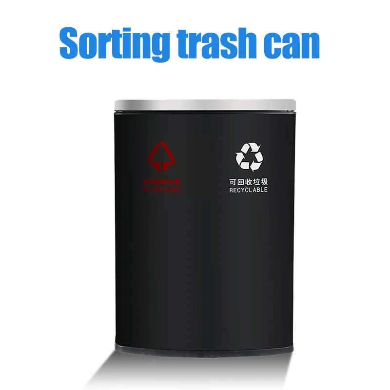 New Waste Bins Trash Bag Dispenser 2 Compartment Customized Outdoor Stainless Steel Trash Can