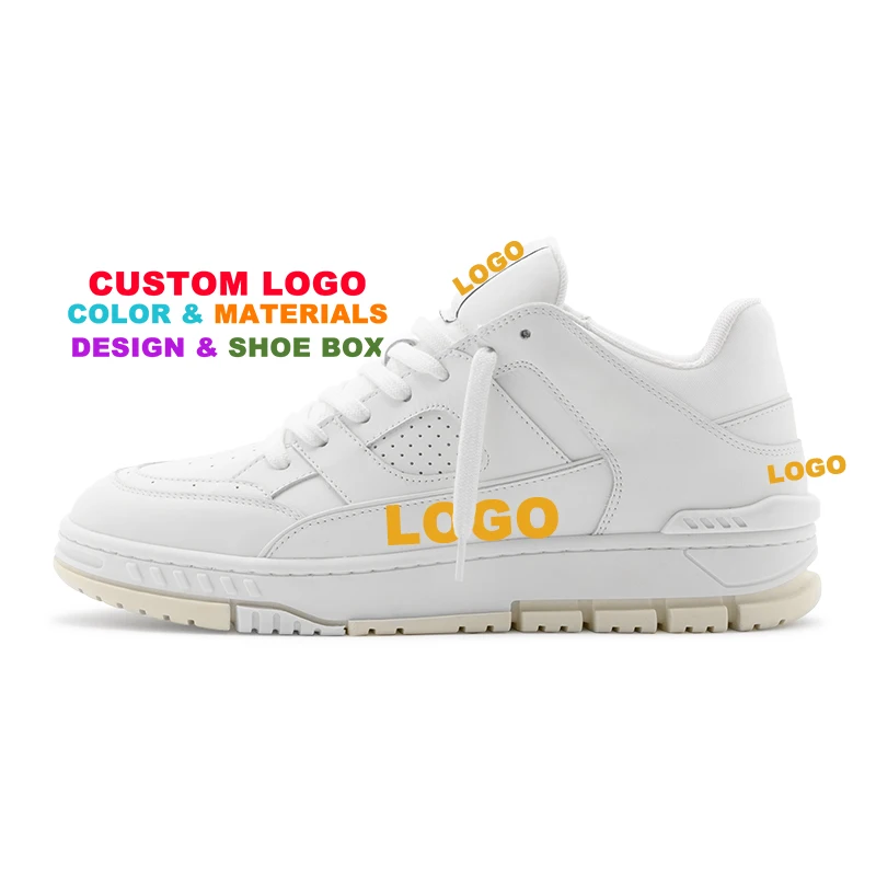 Oem Manufacturers White Basketball Custom Logo Low Cut Skateboard Genuine Leather Sneaker Casual Sport Shoe Men Basketball Shoes
