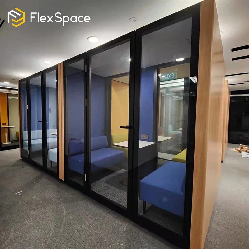 FlexSpace 2024 New 2-4 Seater Office Phone Booth Soundproof Meeting Pod Acoustic Office Pod With UL