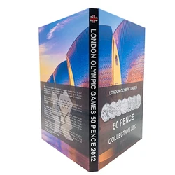 2020 luxury hardcover UK 2012 London 50P coin hunt album 29 positions with capsules