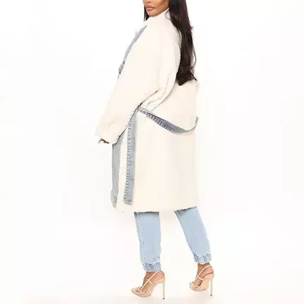 autumn winter new fashion fur jean jacket for women denim coat fur lining vintage casual long jacket