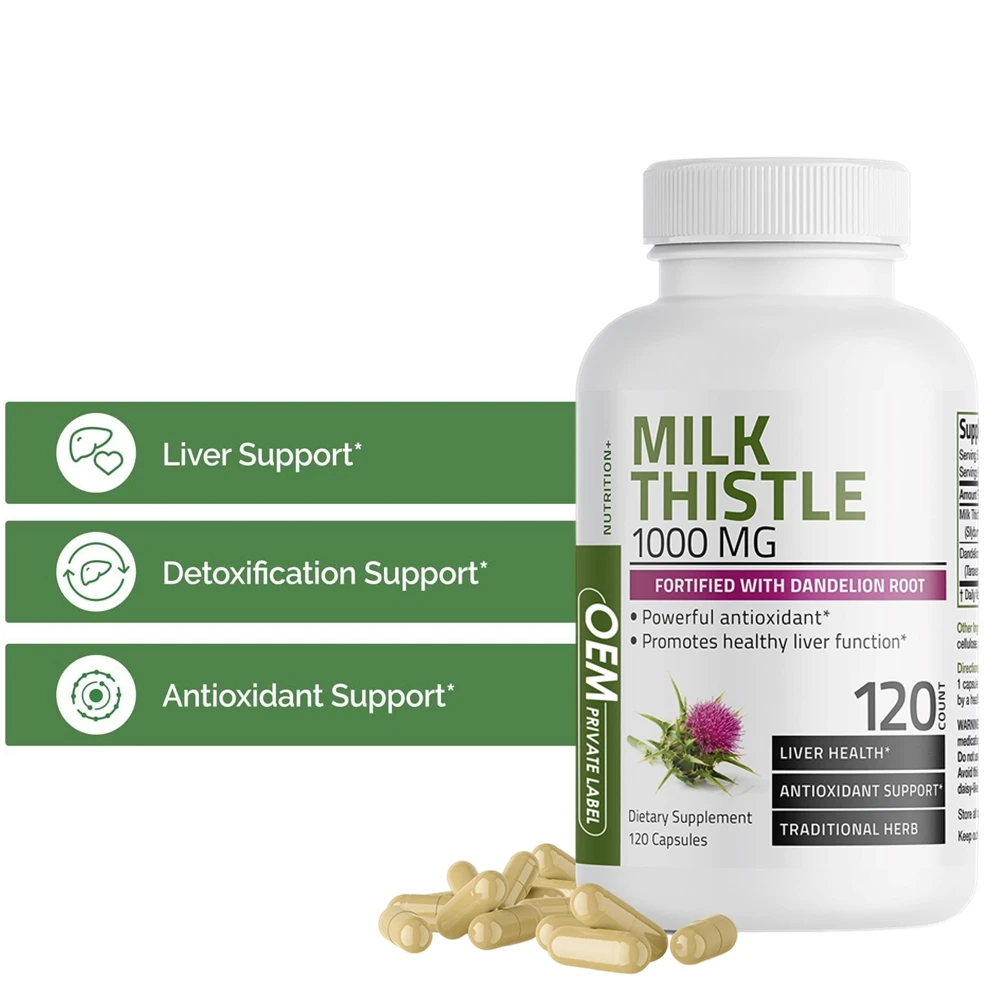 Herbal Liver Support Supplement Silymarin Milk Thistle Extract with Dandelion Root Liver Detox Capsules