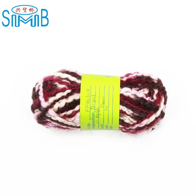 suzhou huicai yarn factory wholesale good quality hand knitting blend slubby wool yarn
