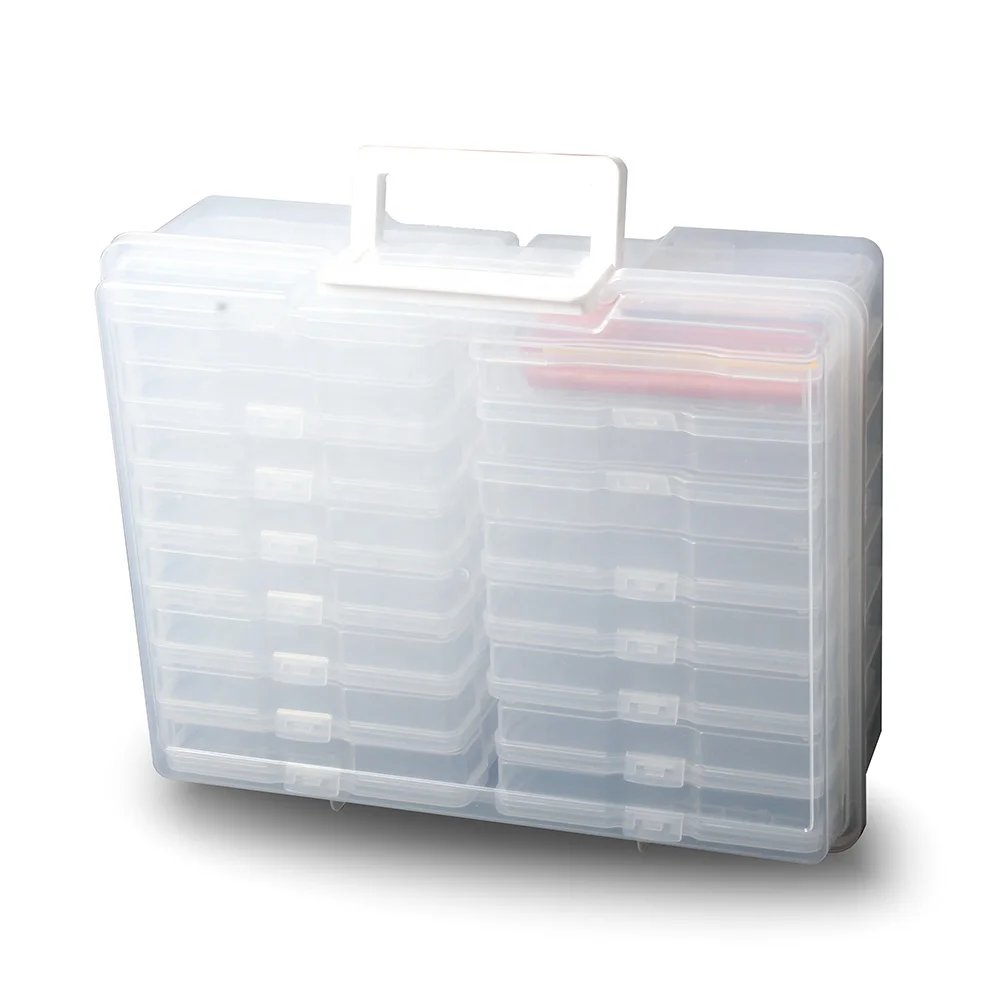 plastic photo card storage container with 16 mini cases photo storage box 4x6 transparent plastic container