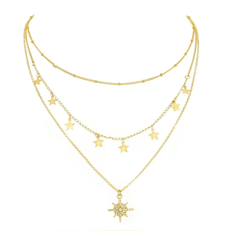 Star Necklace Micro-studded Skylight Simple Temperament Five-pointed Tassel