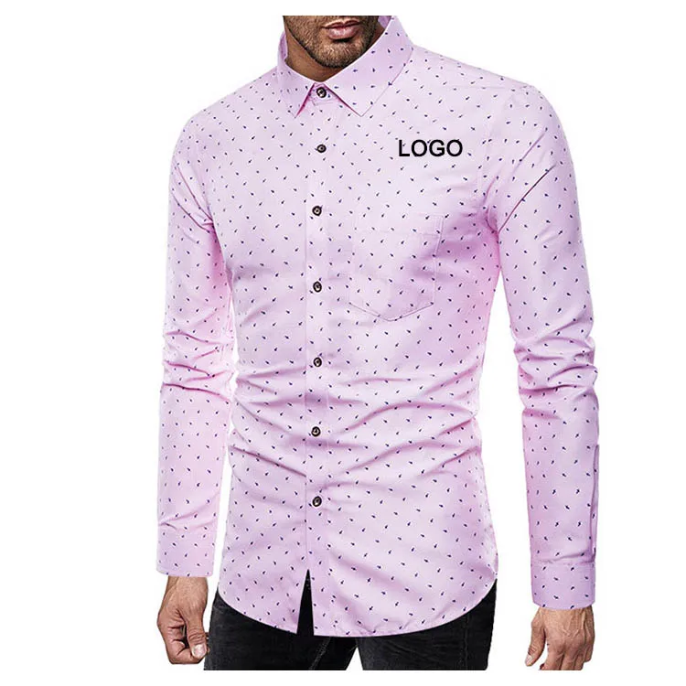 Italian Custom Print Dot Design Button Up Fashion Formal Office Oversized 5xl Full Sleeve Mens Business Social Shirts