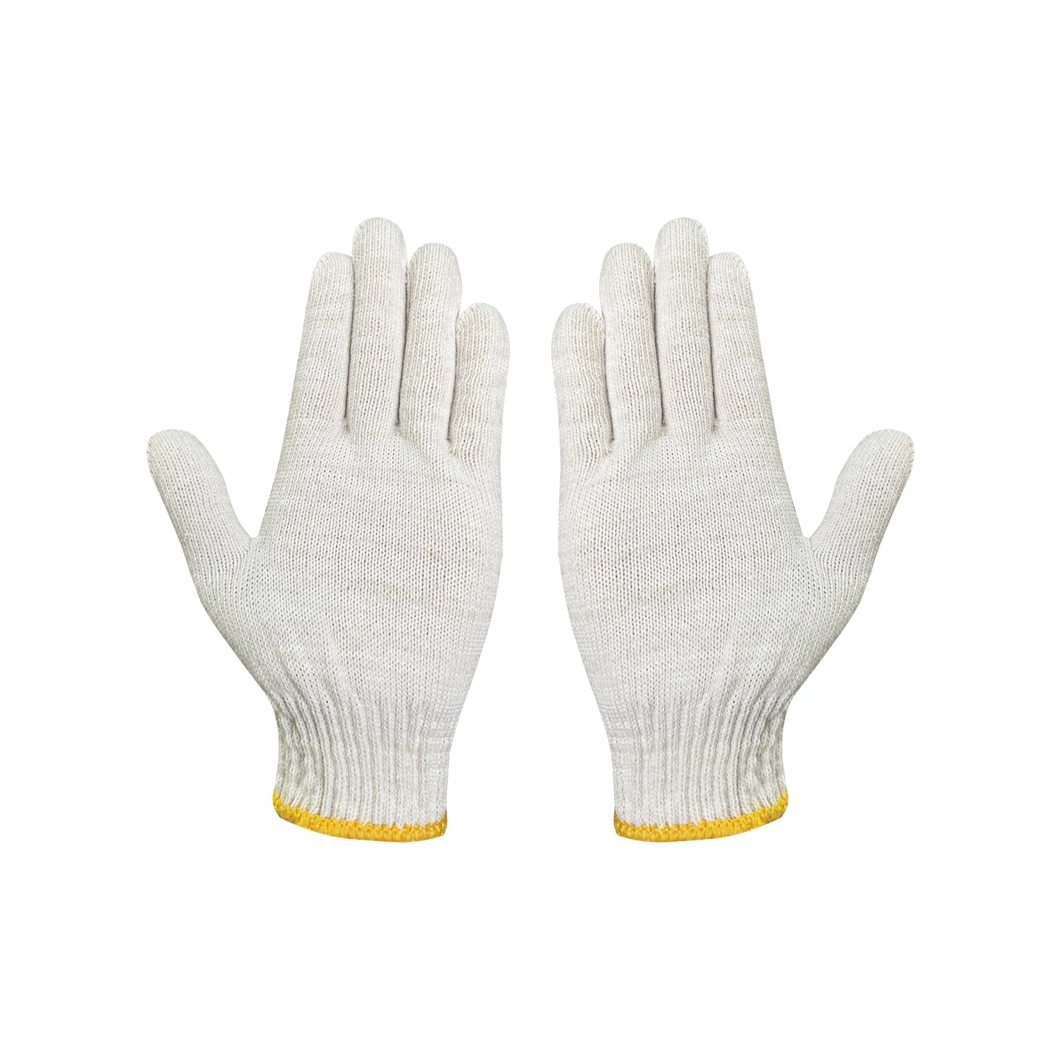 Factory low sale natural white  knitting cotton yarn gloves garden gloves & protective gear with many color of cuffs
