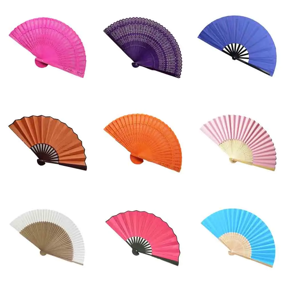 2024 Wholesale Custom Printed,Logo Folding Hand Held Holding Fan Wedding Paper Fans/