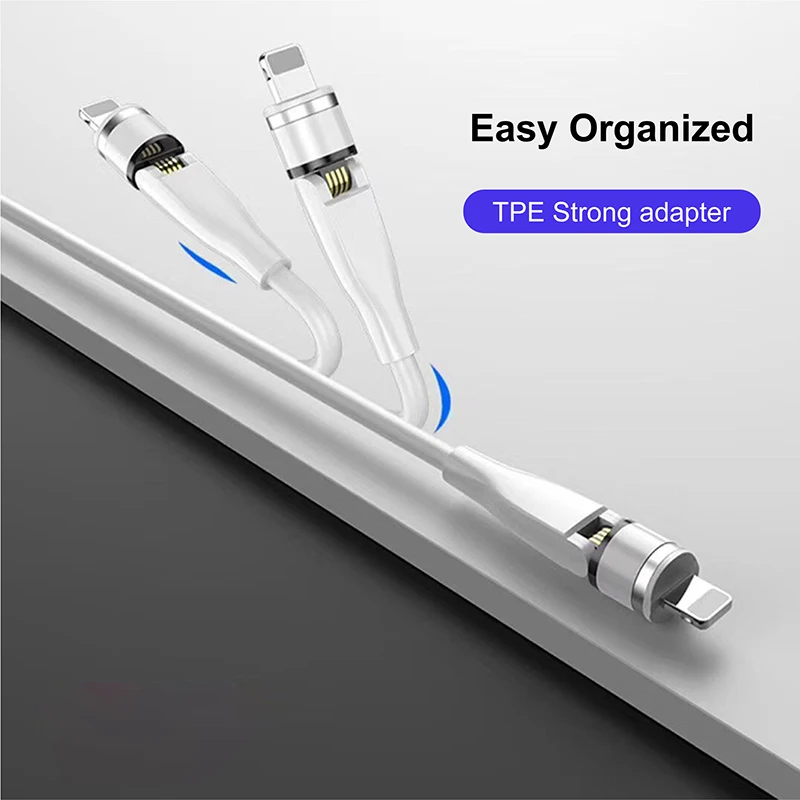 Rotatable Adapter TPU Cord 2.4A Fast 3 in 1 Magnetic USB Data Charging Cable