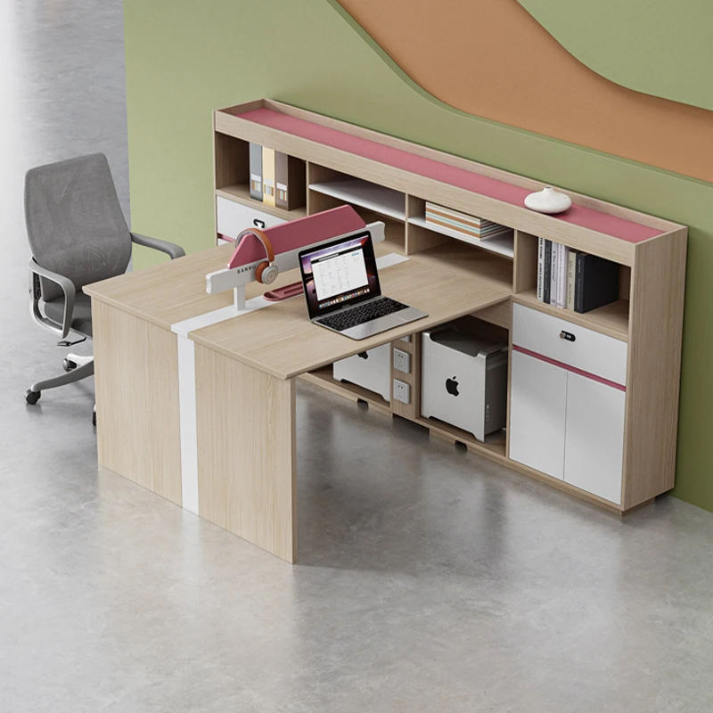 Fancy Oak wooden modern expandable computer desk Staff Desk