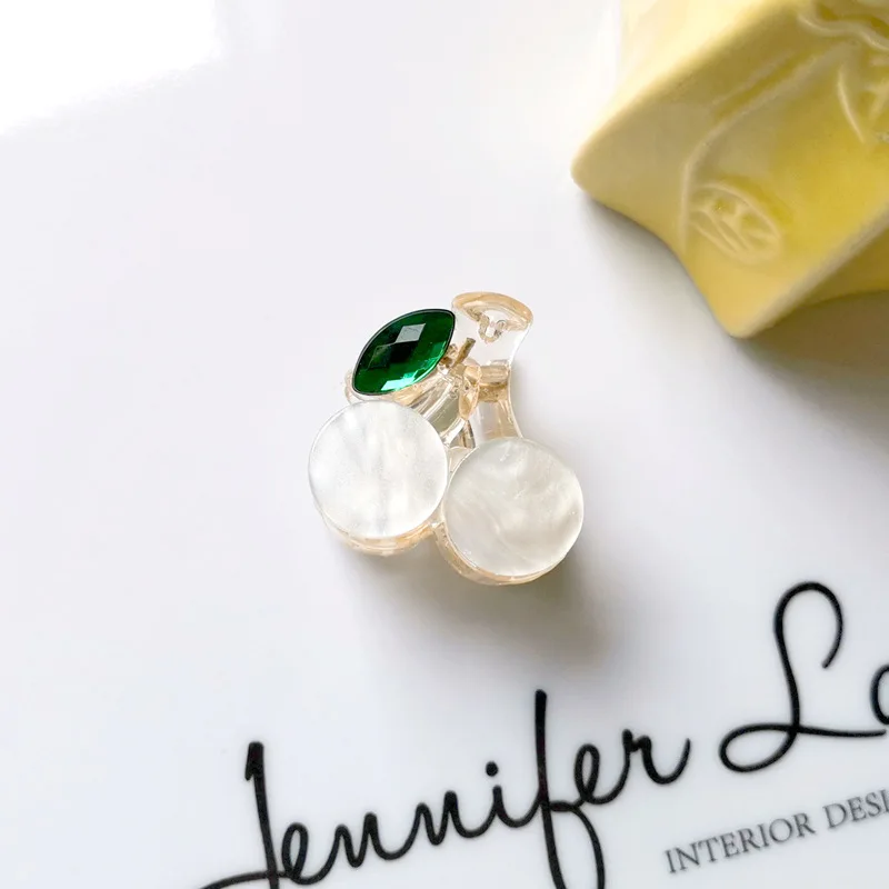 GIRLIZE Girls Cute 2.5cm Mini Cherry Hair Clip Acetate Acrylic Small Fruit Rhinestones Hair Claw Clip For Women Thin Hair