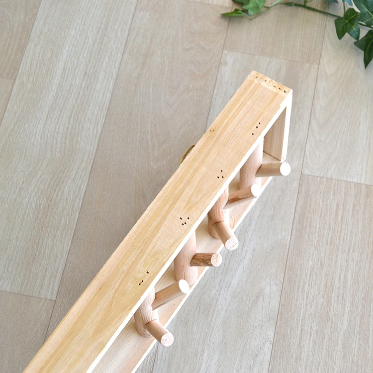 Wholesale Hook Clothes Hanging Rustic Coat Rack Wooden Wall Mounting Hook For Clothes