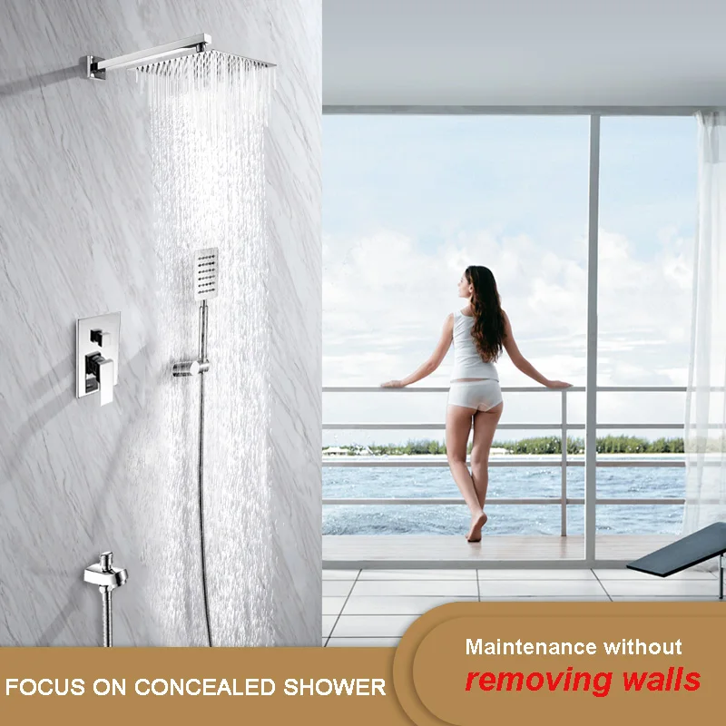 
Thermostatic Wall Mounted Waterfall Faucet Sets Concealed Rain Shower Mixer With Shower Head 