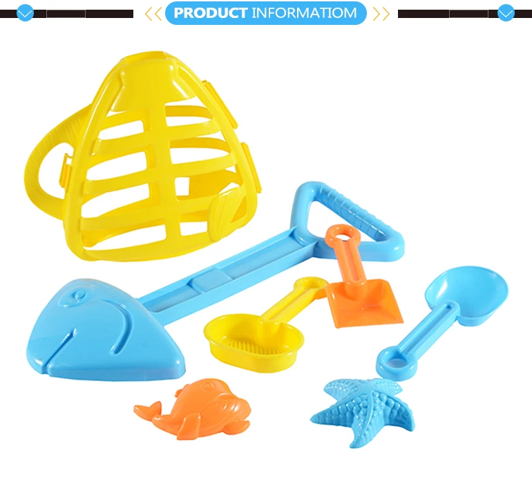 Eco plastic fish shape beach sand toys play set for kids