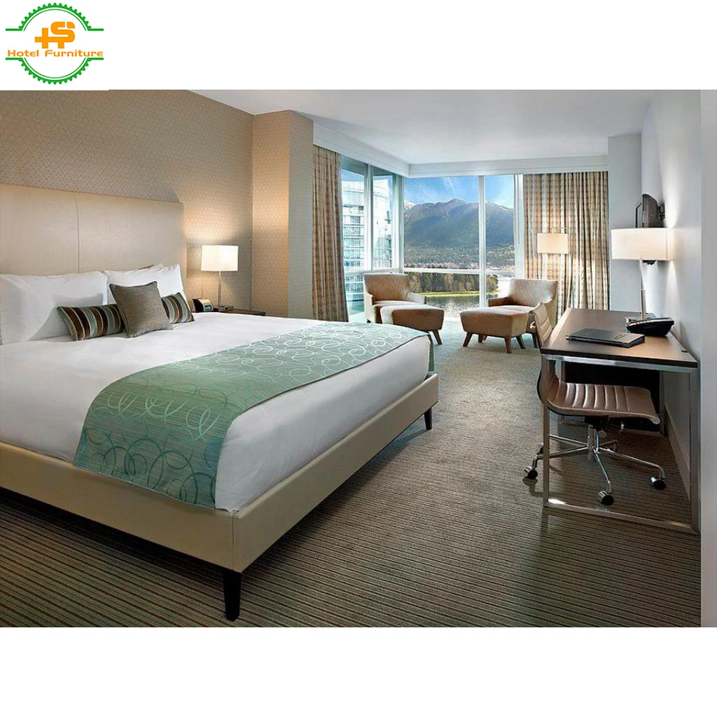 Modern design metal wood combination customized hotel bedroom furniture sets (HSN-016)