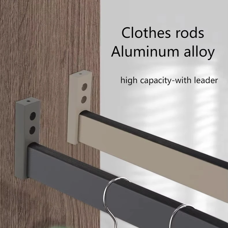 leather black grey orange 3M aluminum wardrobe rail closet rod hanging clothes tube pole for cabinet