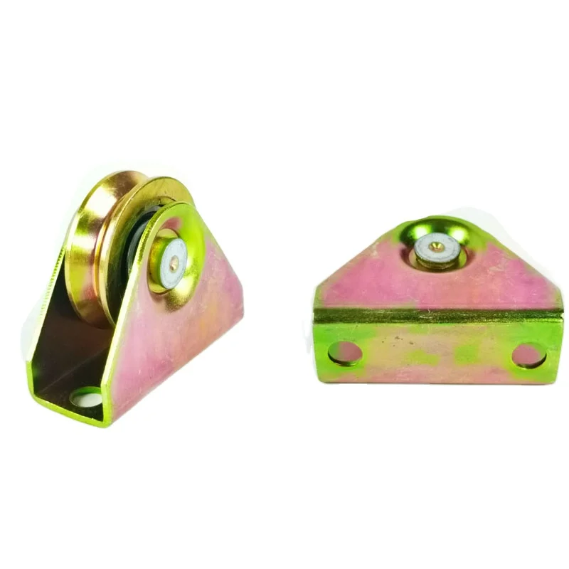 V-groove sliding gate rollers with single bearing and outer support.groove door wheel,yellow color v groove gate pulleys