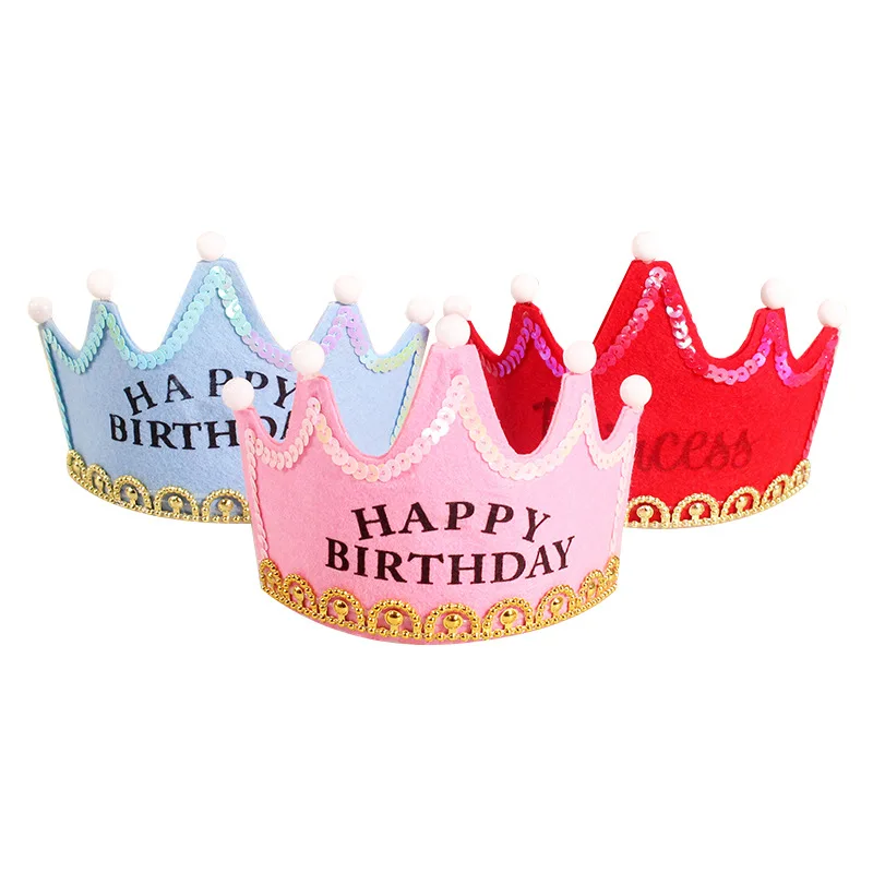 Glowing birthday Non-woven King Princess Hat Led Crown Glowing Birthday Party Hat