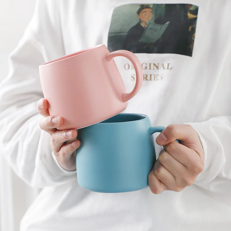 Wholesale 16oz Big Belly Office Home Breakfast Porcelain Tea Cup Custom Logo Printed Matte Ceramic Coffee Mug With Gift Box