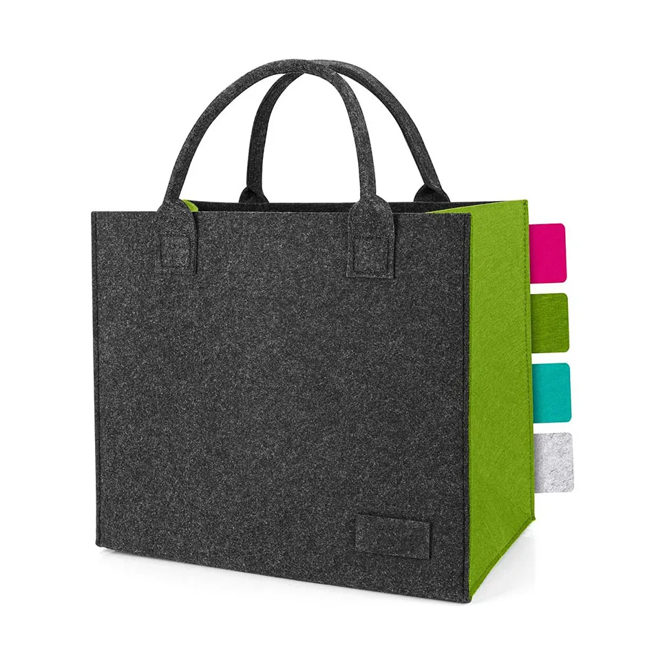 wholesale reusable gray large tote bag custom printing felt shopping wool handbag bags for grocery,ecological