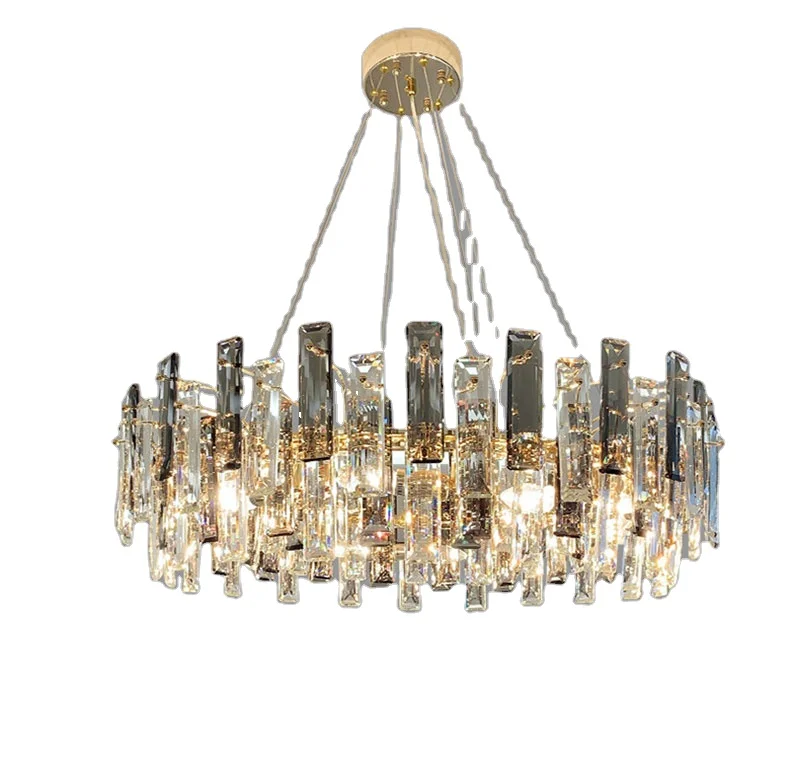 Home Hotel Decorative Chandeliers Pendant Lamp Round Iron K9 Crystal Pendant Lights