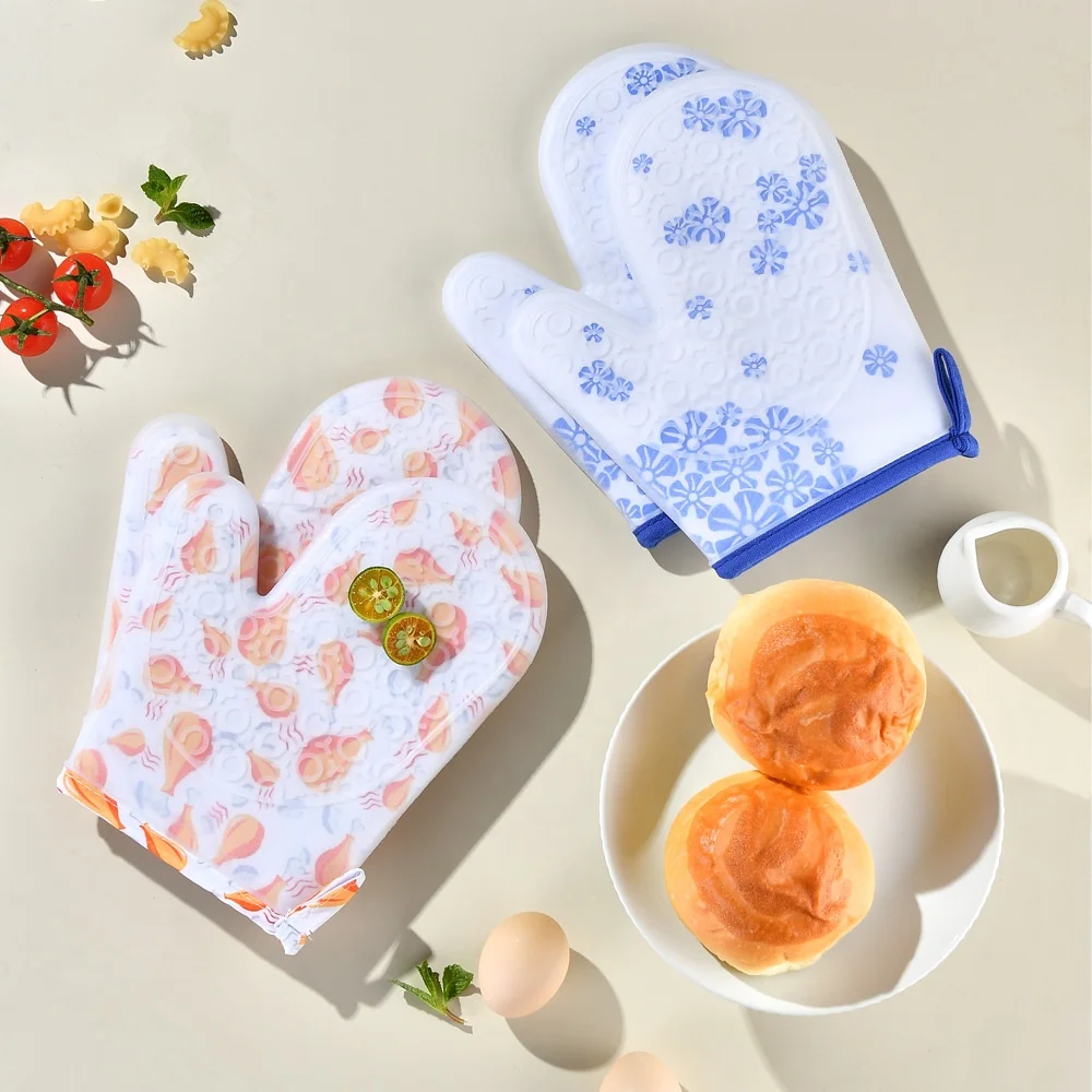 Non-Slip Heat Resistant Pot Holders Silicone Microwave Gloves Oven Baking Hot Pot BBQ Gloves Silicone Oven Mitt