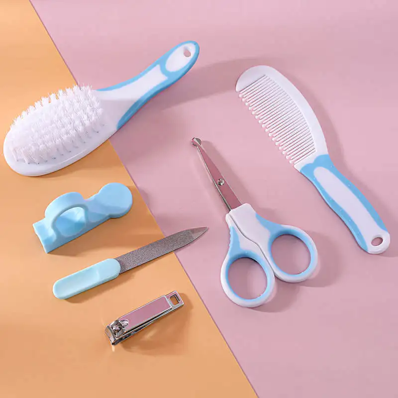 Hot selling baby care cleaning 6-piece nail clippers combination set baby safety comb brush gift box wholesale