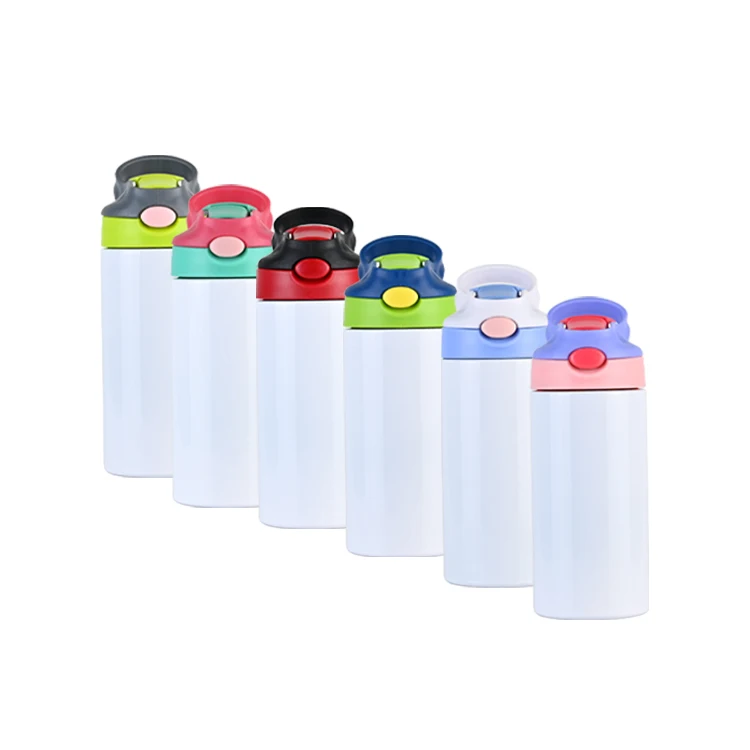 USA warehouse 350ml 12oz kids flip top kids bottle straight sublimation blanks bouncing tumbler stainless steel double wall cup