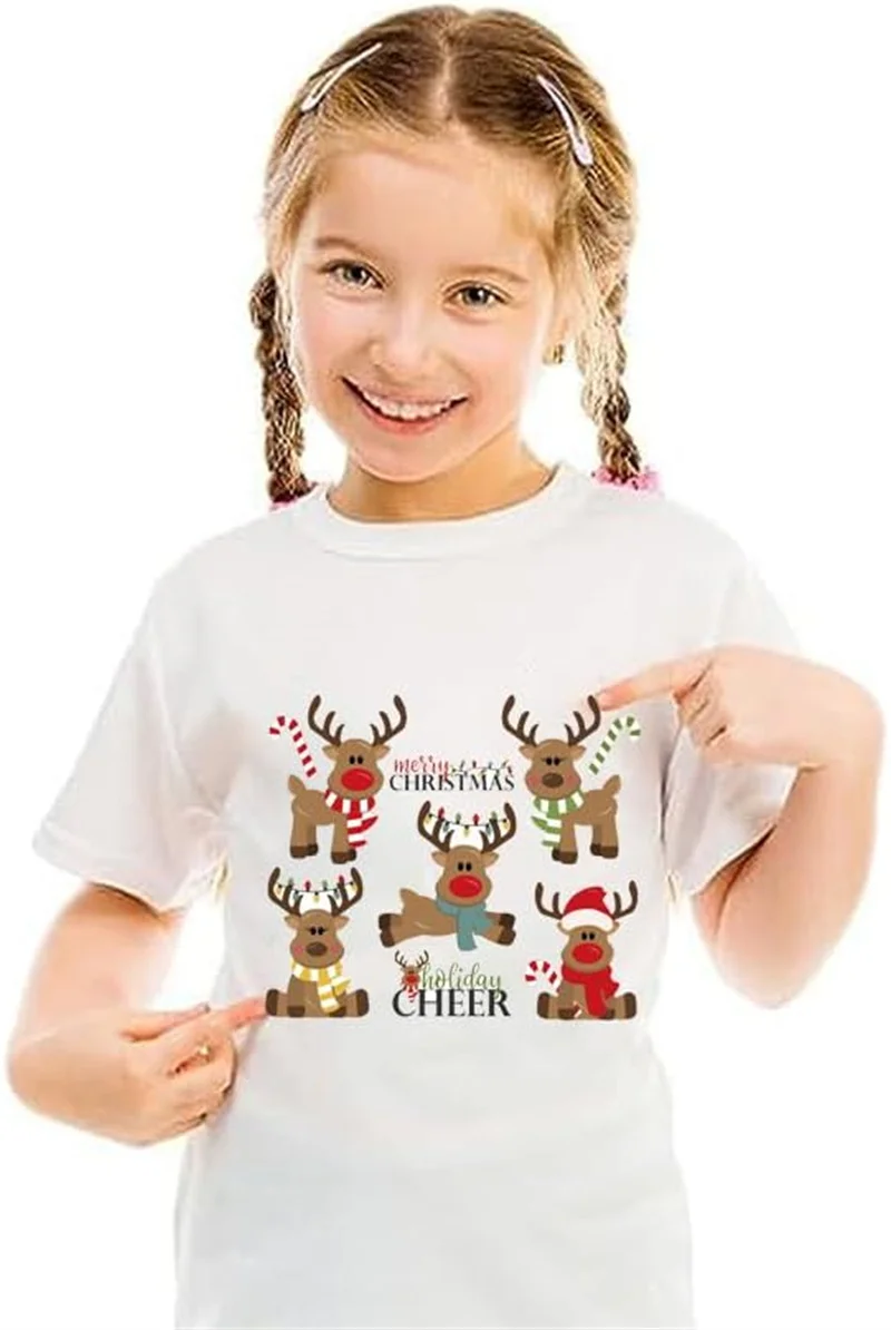 Deer Heat Transfers Vinyl Christmas Iron on Patches Stickers for T-Shirts Jeans Jacket Hoodies Clothing Decorations
