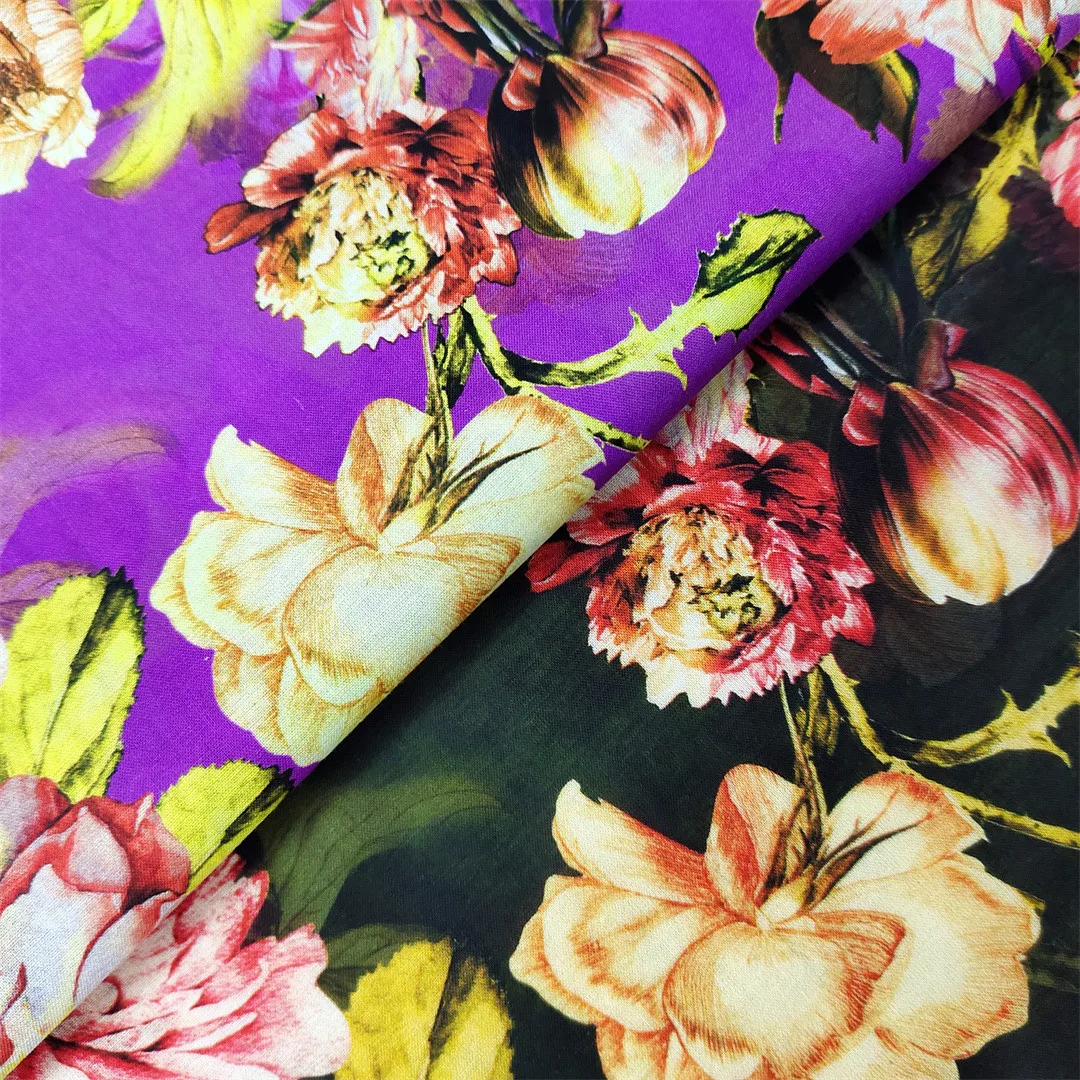 Factory 100% digital printed fabric cotton voile bawal tudung  fabric for dresses digital printed