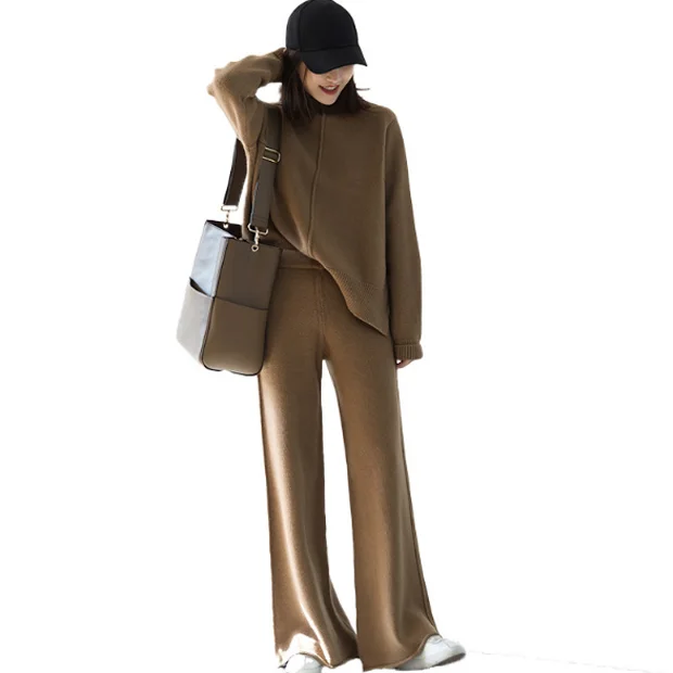 Осень-зима 2022, женские комплекты из двух предметов, толстые вязаные женские свитера