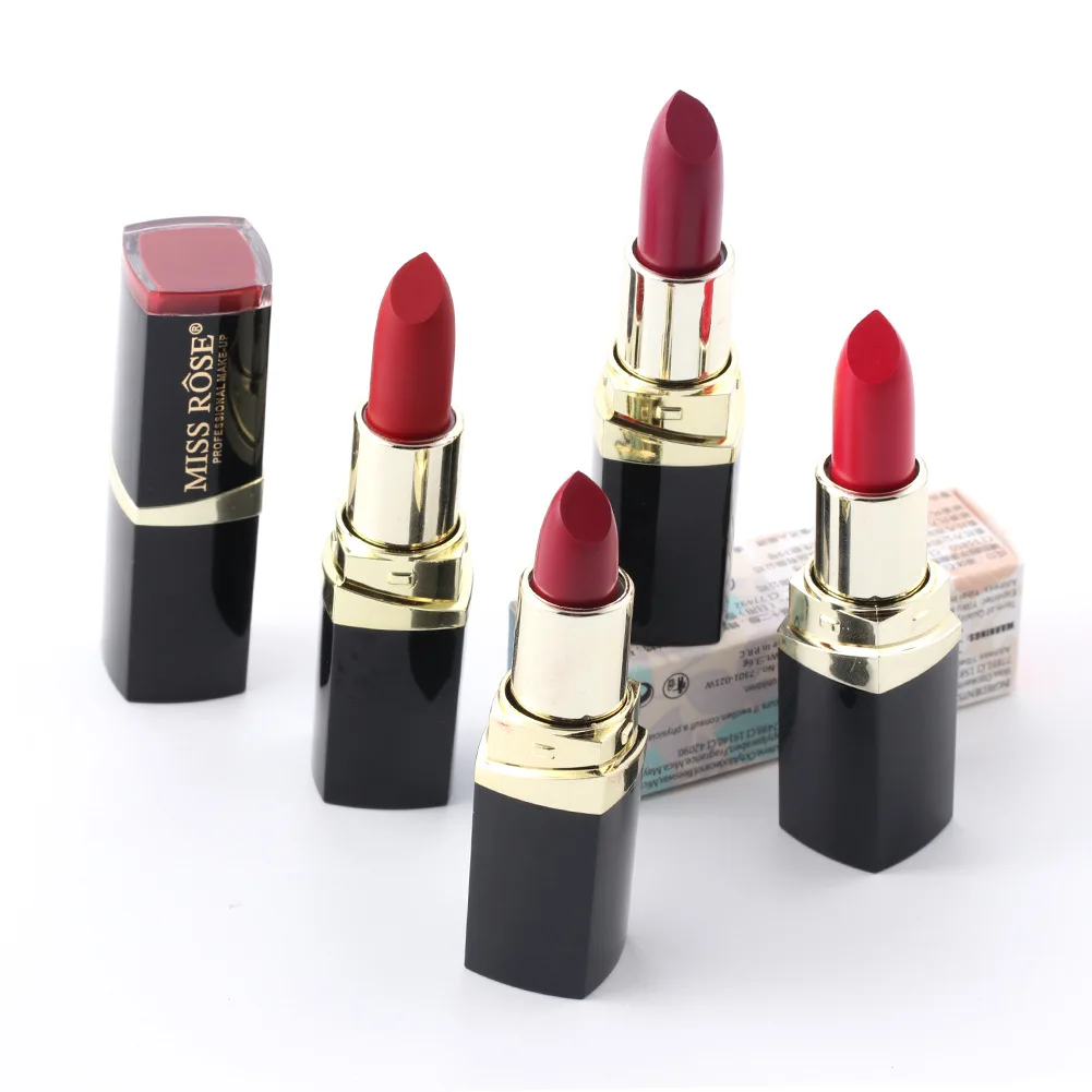 Square Tube Dry Makeup Matte Velvet Lipstick Long-lasting Non-discoloring Black Tube Lipstick