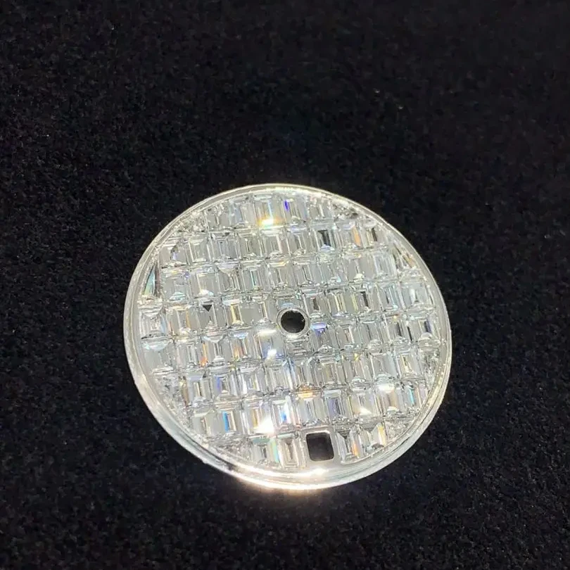 Factory Silver Cultured Diamond Watch Dial 18K Gold Dial Customized with CNC Hole Set Cultured Diamonds for Luxury Watches