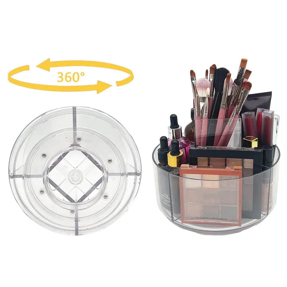 Plastic Clear 360 Degree Rotating Round Lazy Susan Turntable with Divider Rotating Cupboard Kitchen Refrigerator Organizer