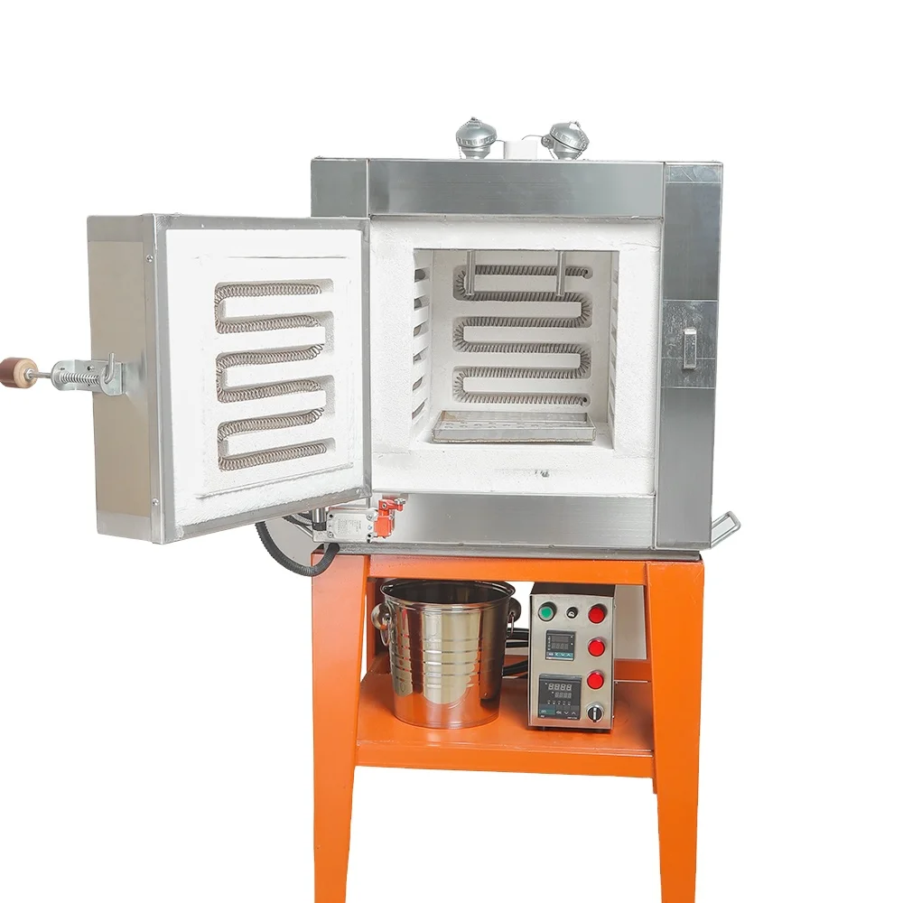 Double temperature control electrical flask burnout oven with dewaxing function