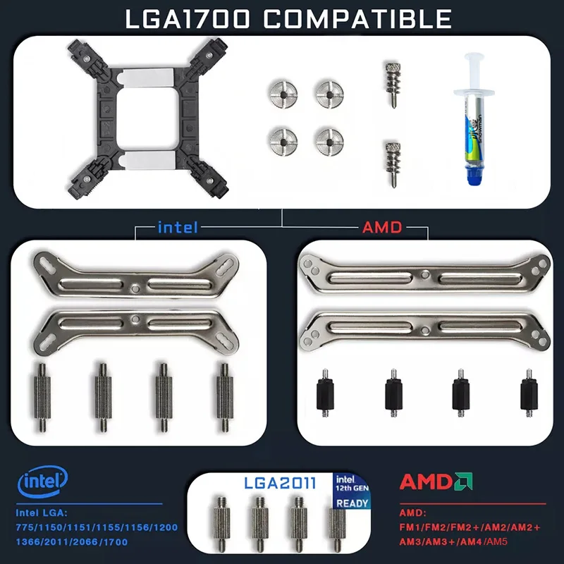 SNOWMAN Wholesale 120 RGB CPU  Fan Cooler for PC Computer LGA 1700 775 115x 1366 2011 AM2+ AM3+ AM4