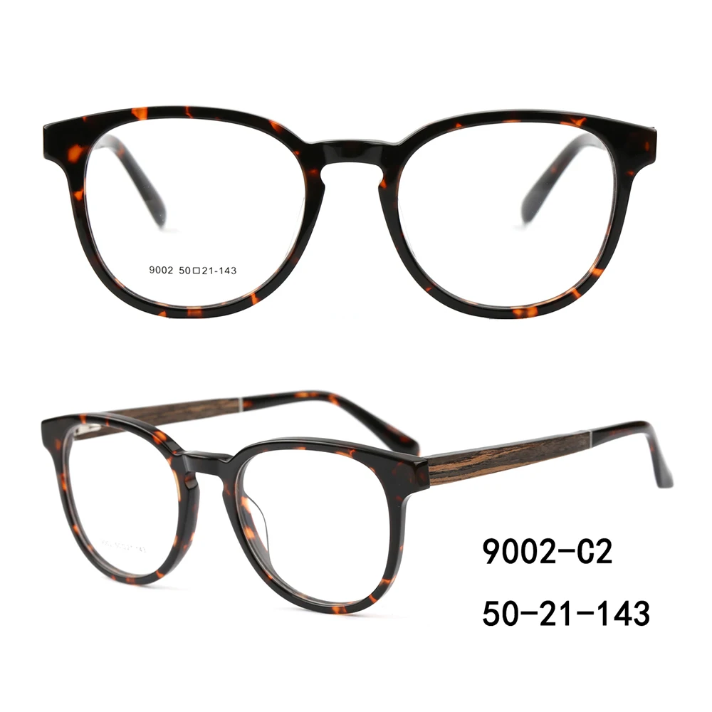 9002 latest women men oval optical acetate wooden spectacles