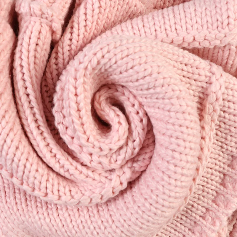 Chinese Factory Trendy Pink Angora Hand Knitted Korean Crochet Sweater for Fashion