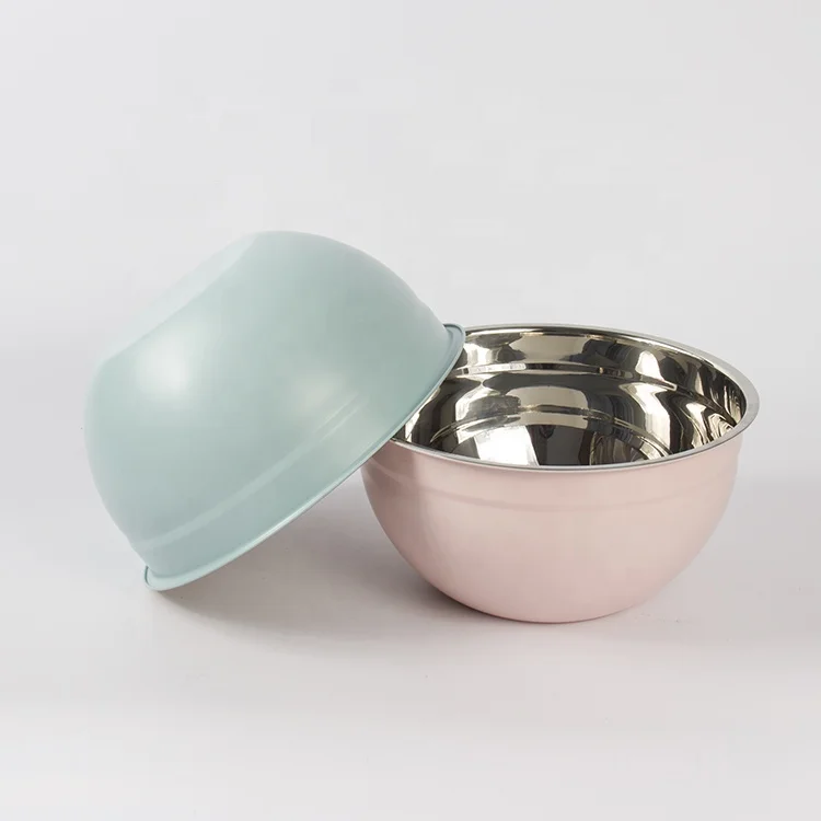 5 QT Airtight Lids Engraved Measuring Marks Non Slip Silicone Base Bamboo cover stainless steel mixing bowls with lid