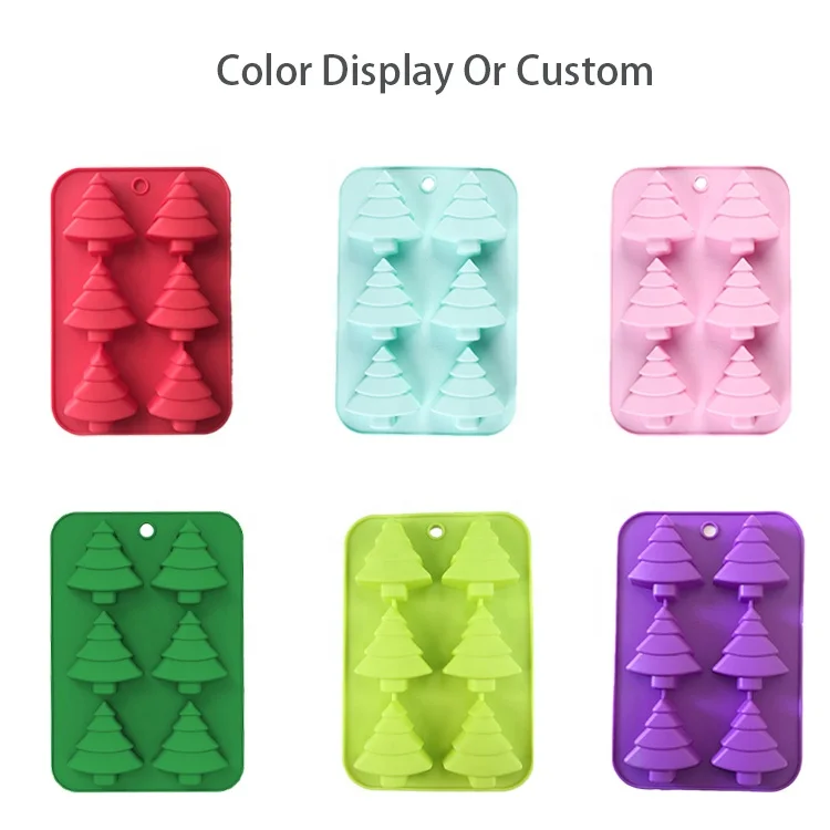 Low MOQ 3D 6 Cavity Tree Shape Silicone Candy Mould Christmas Silicone Gummy Moulds For Baking